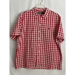 Men’s Polo Ralph Lauren Camp Shirt Size XL Red & White Gingham Check Cotton